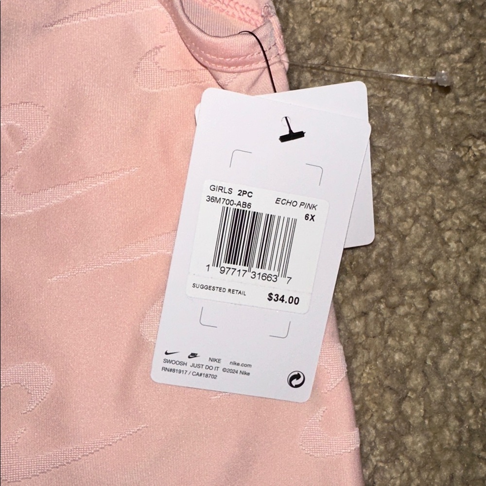 NWT Nike Swoosh Motion Echo Pink with White Swoosh Sleeveless Dress (6X) - Picture 6 of 6